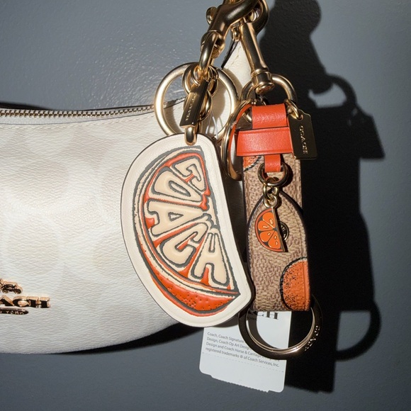 Coach Orange Leather Keychain - Picture 5 of 6